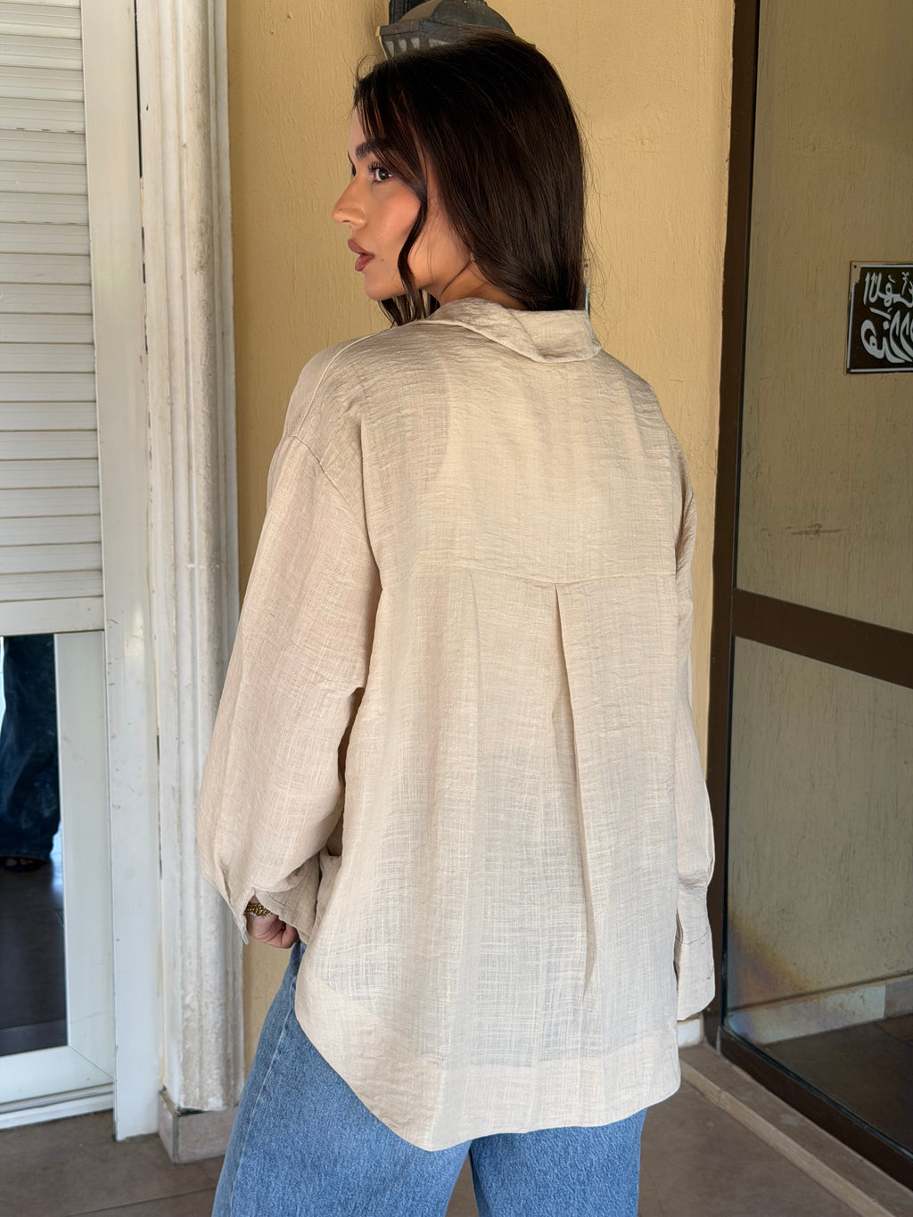 V-neck Linen Shirt