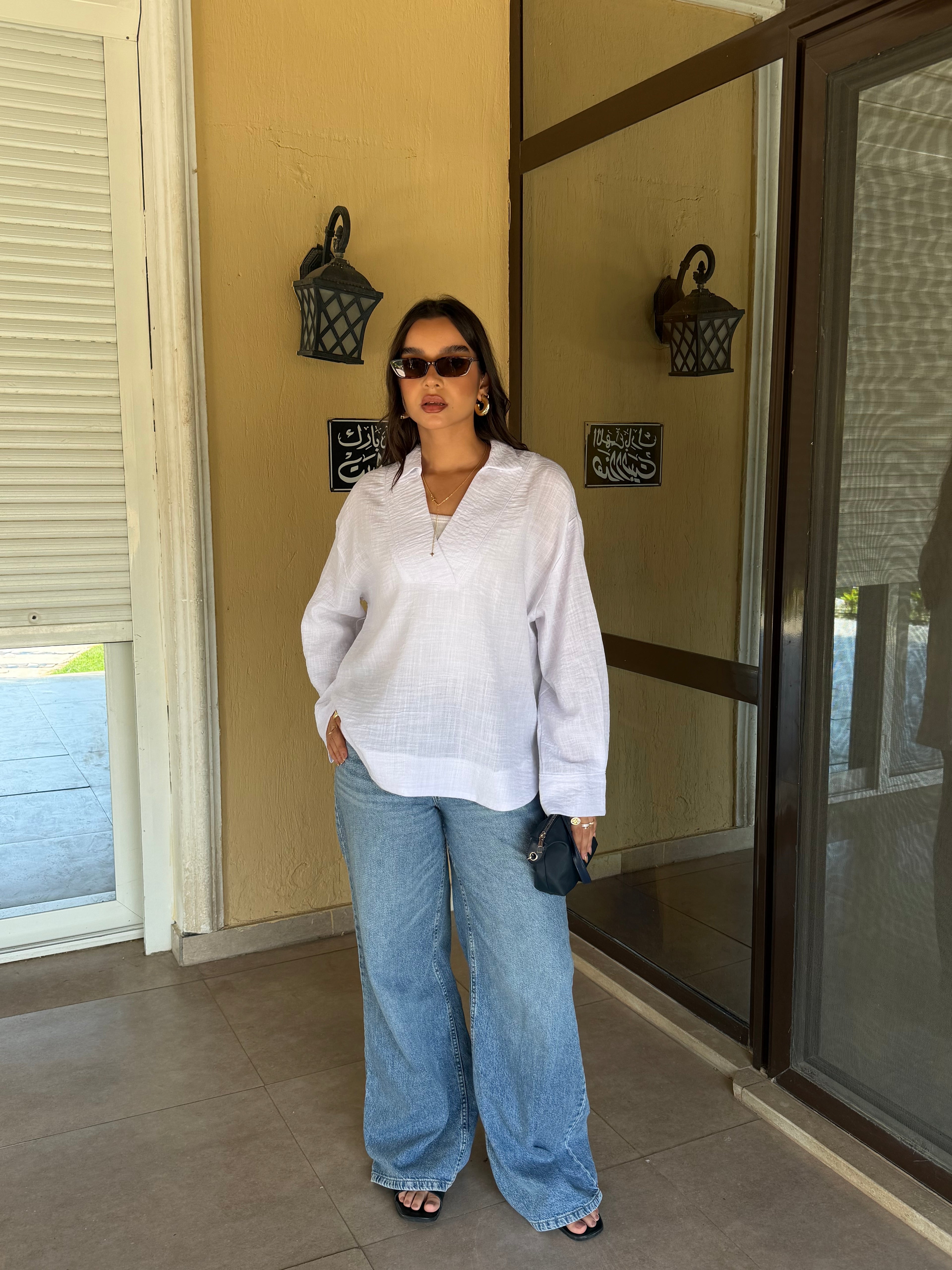 V-neck Linen Shirt
