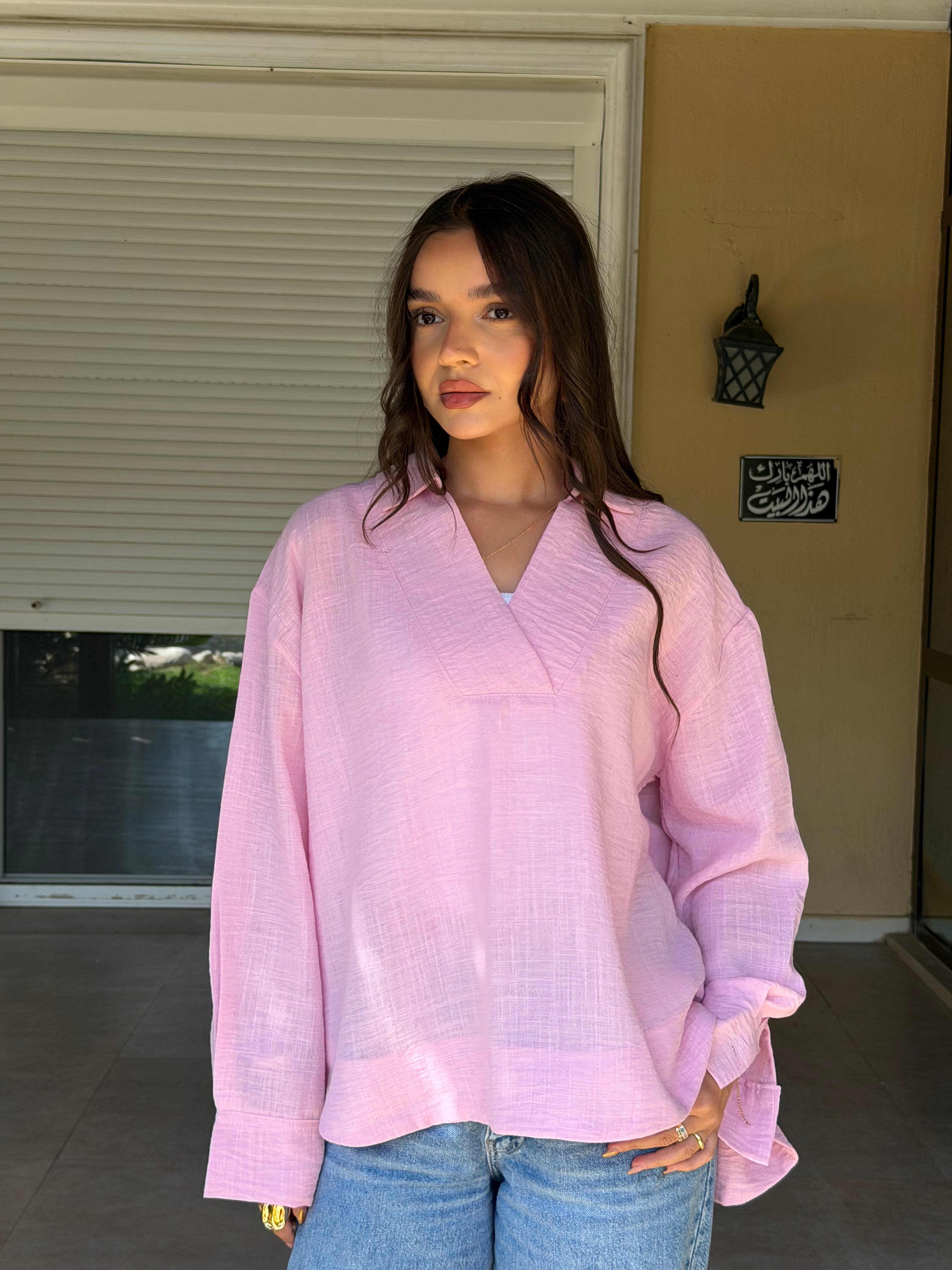 V-neck Linen Shirt