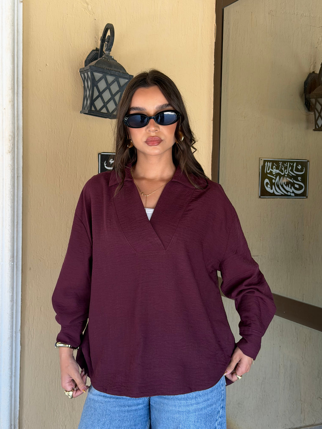 V-neck Linen Shirt