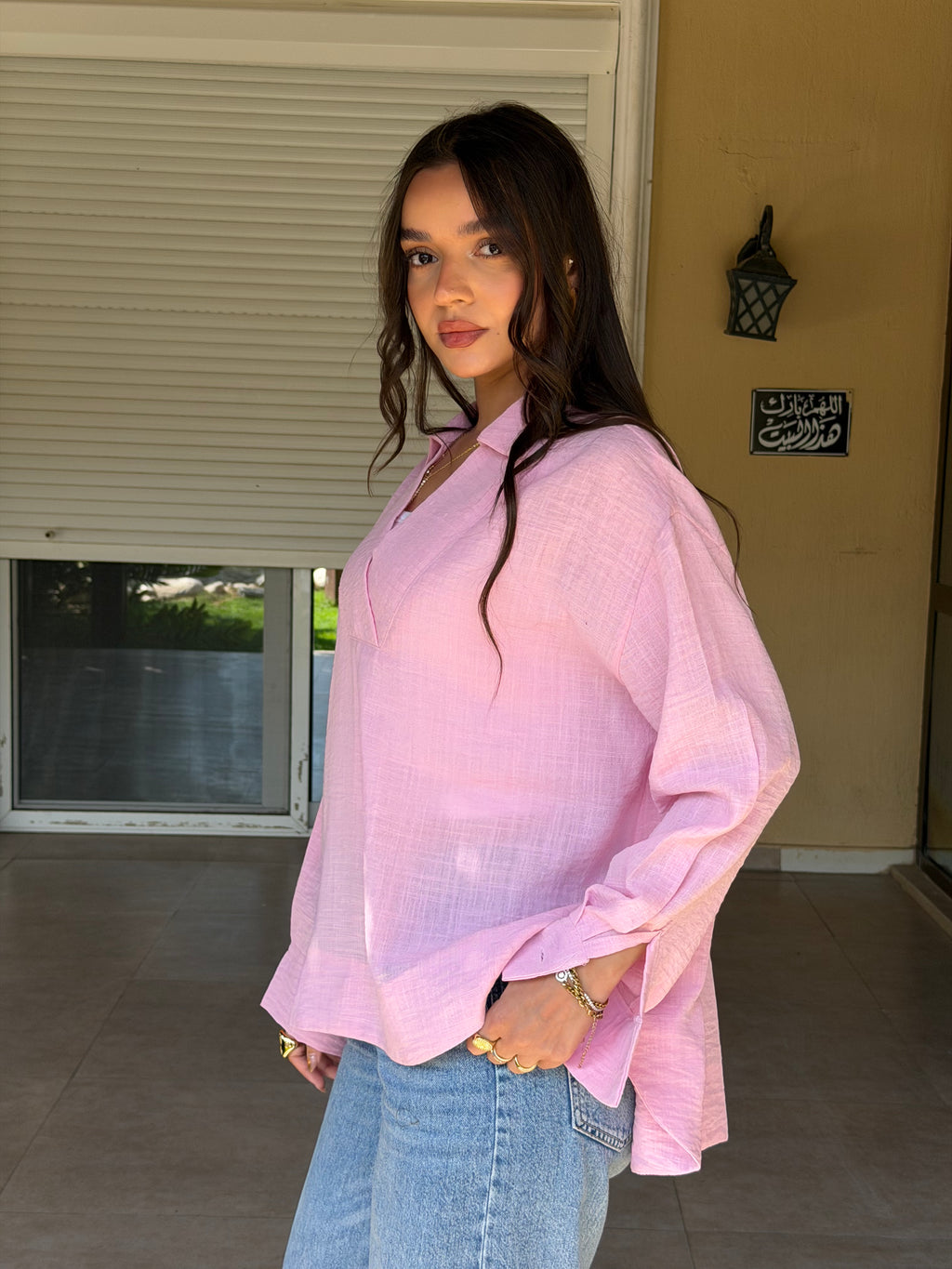 V-neck Linen Shirt