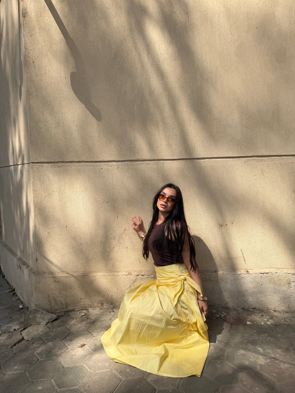 Butter yellow rapped skirt
