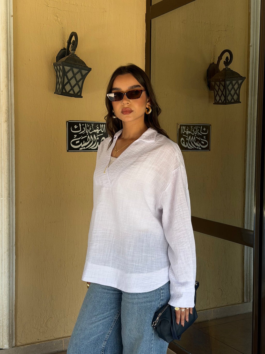 V-neck Linen Shirt