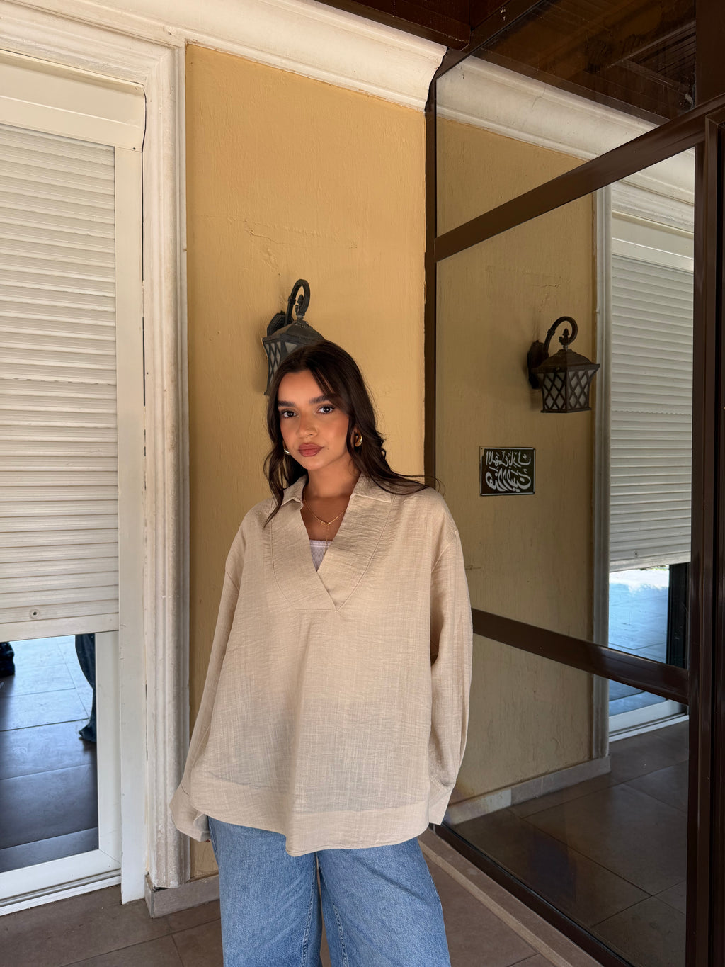 V-neck Linen Shirt