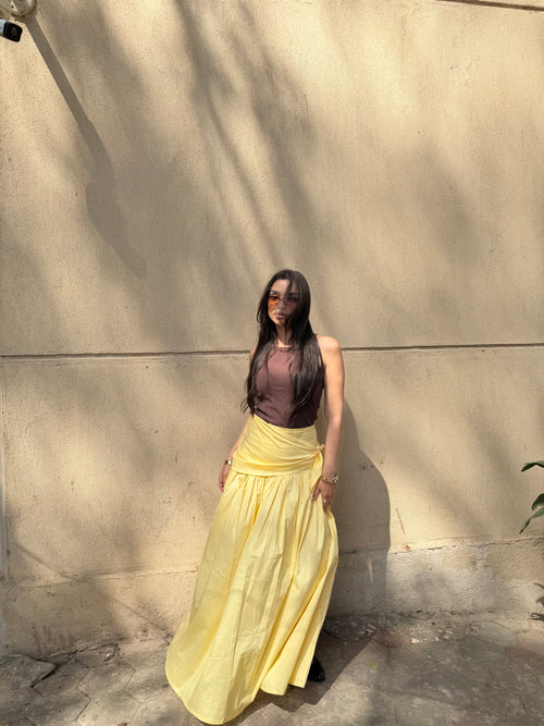 Butter yellow rapped skirt