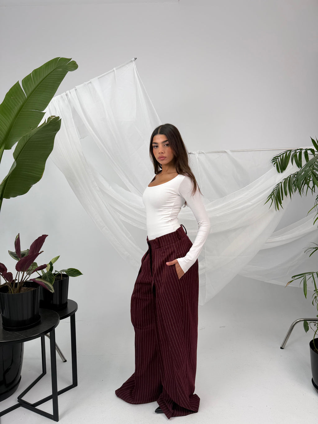 Stripped tailored pants