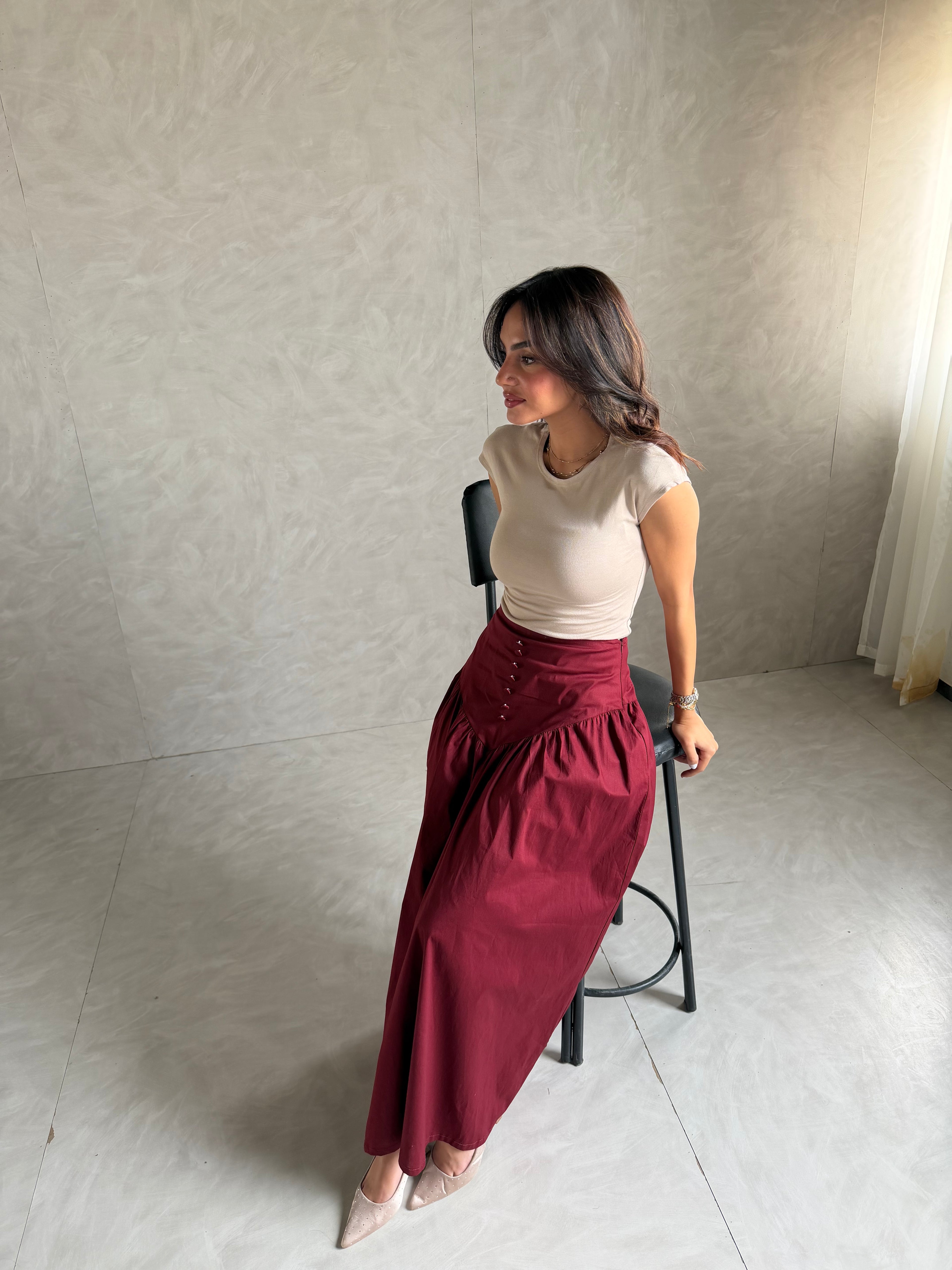 Corset Waist Maxi Skirt